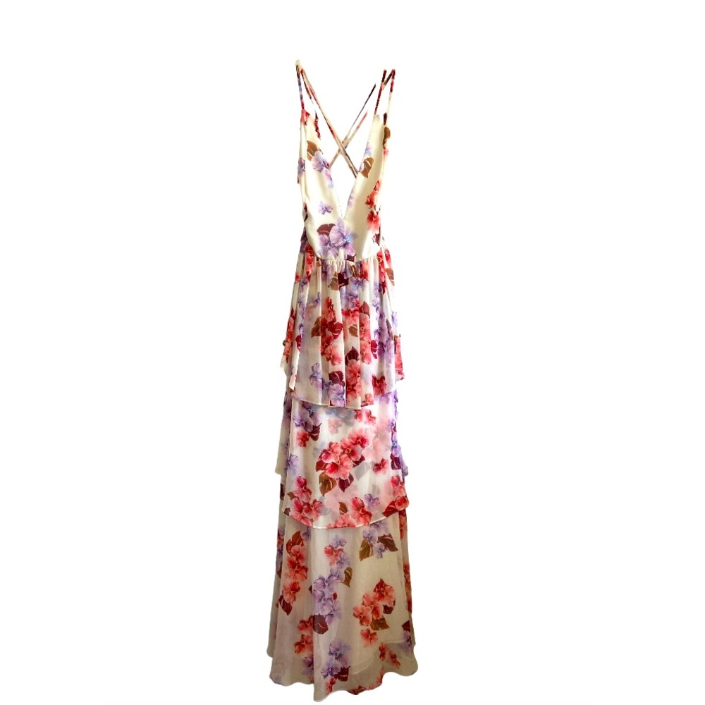 Anthropologie Floral Maxi Dress - Red and Purple